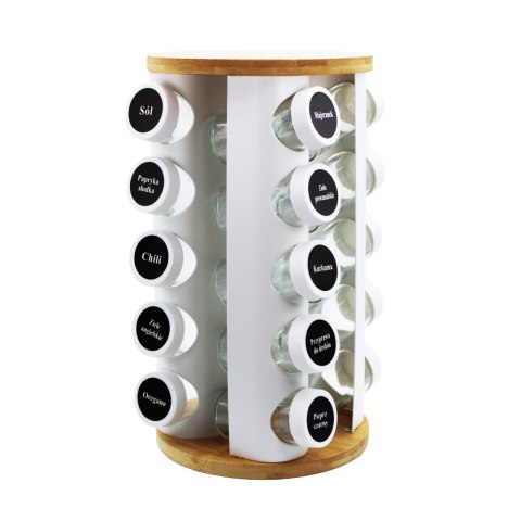 Stojak na przyprawy przyprawnik obrotowy słoiczki 21-ele biały BRUNBESTE BB-2864