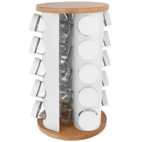 Stojak na przyprawy przyprawnik obrotowy słoiczki 21-ele biały BRUNBESTE BB-2864