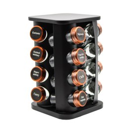 Stojak na przyprawy przyprawnik obrotowy słoiki 17-ele czarny BRUNBESTE BB-2745