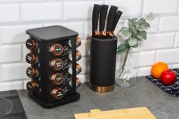Stojak na przyprawy przyprawnik obrotowy słoiki 17-ele czarny BRUNBESTE BB-2745