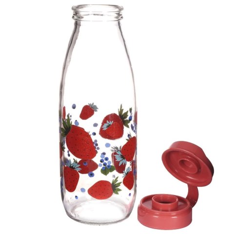 Szklana butelka na wodę soki lemoniadę truskawki 500 ml VILDE 139126-C