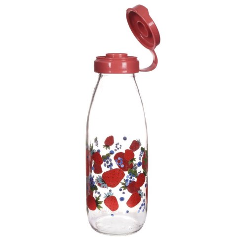 Szklana butelka na wodę soki lemoniadę truskawki 500 ml VILDE 139126-C